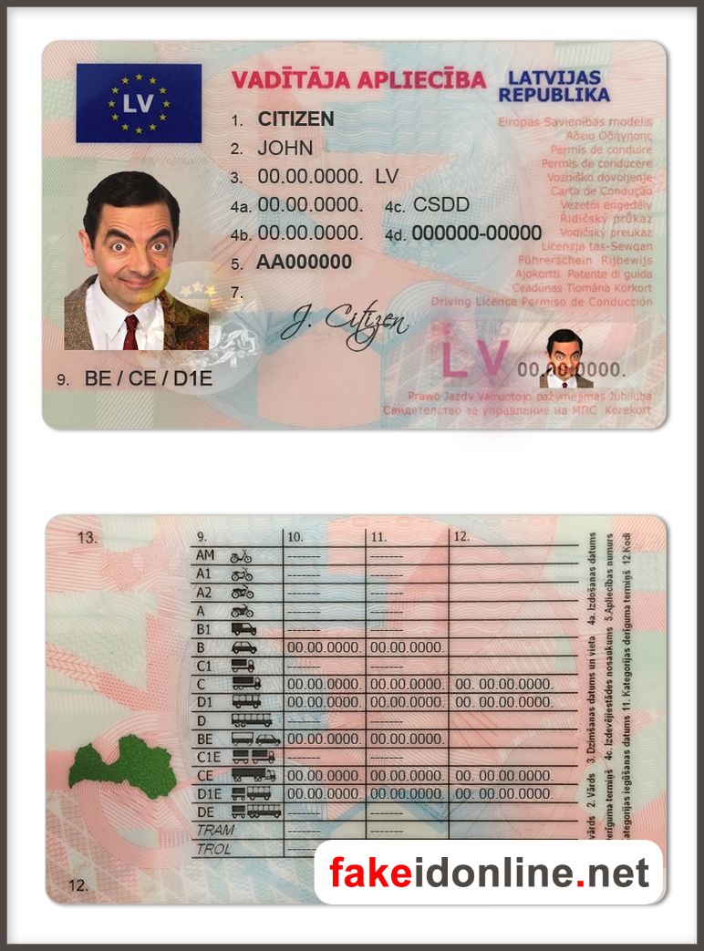 Latvia Driver License Template